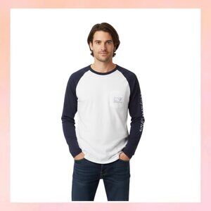 Vineyard Vines XL Raglan Baseball Tee Long Sleeve Whale Pocket Shirt
